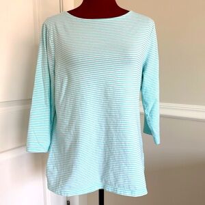 Denim & Co. striped jersey boatneck neck 3/4 sleeve top
